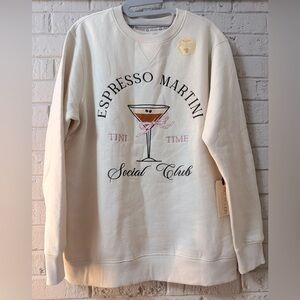 Espresso Martini Social Club Graphic Sweatshirt. Recycled Threads. M. NWT!